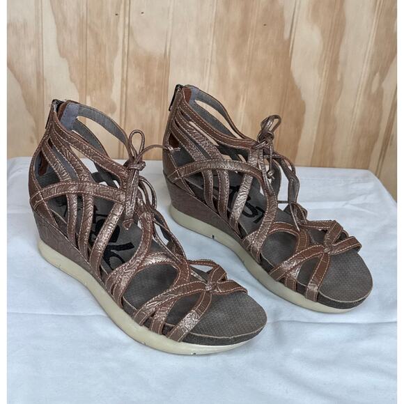 OTBT Nomadic Strappy Leather Zip Back Wedge Sandal 8.5 - Picture 5 of 8